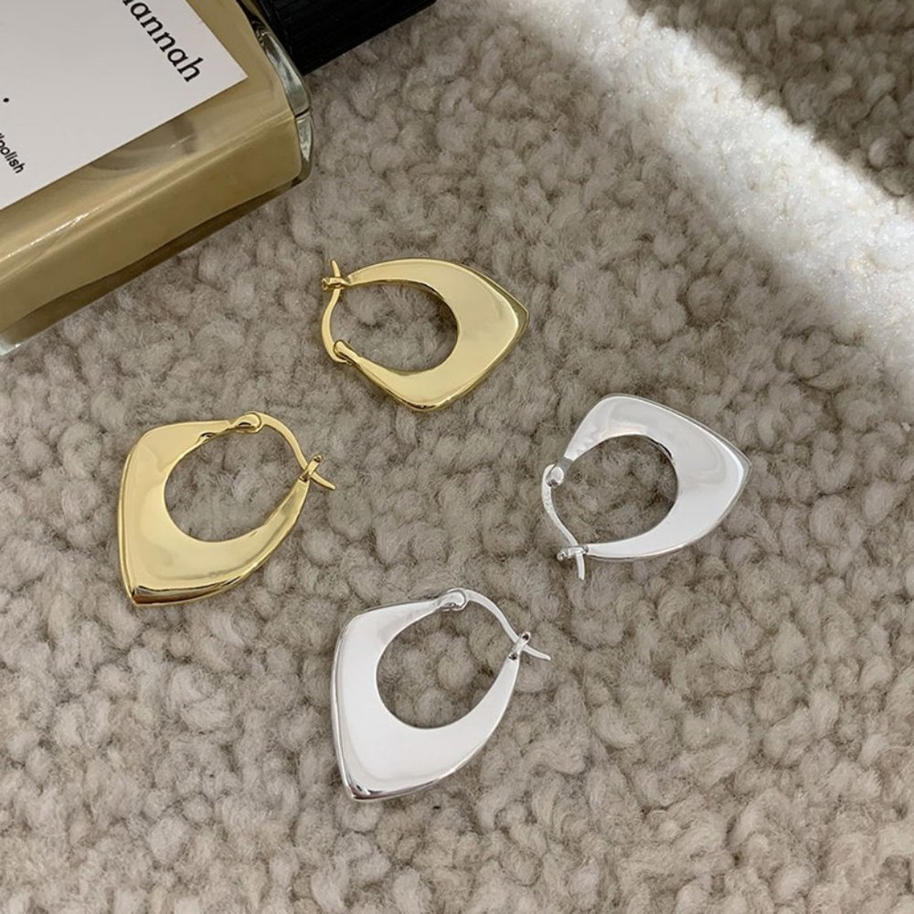 #NEW 925 Sterling Silver Geometric Hoop Earrings - Picture 15 of 15